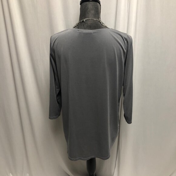 Green Envelope Los Angeles Top Womens Size Large Gray Partial Zip Shirt Blouse - Picture 4 of 6